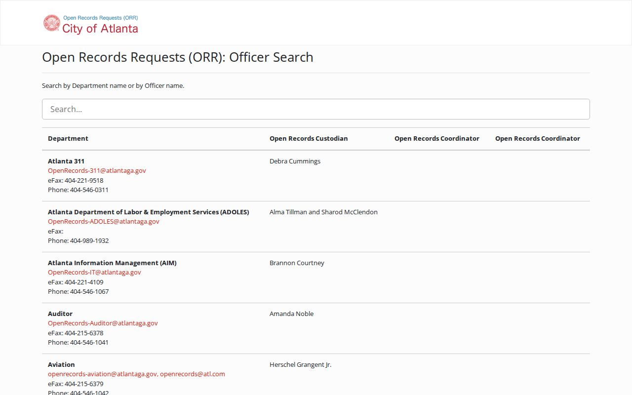 Atlanta public records request portal