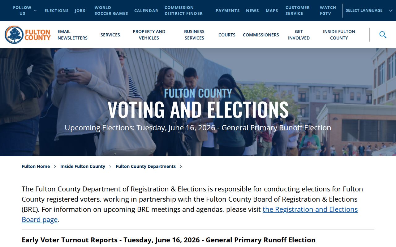 Fulton County office for Atlanta voter registration records