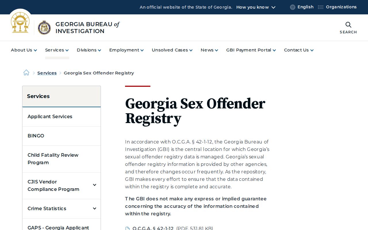 Atlanta public records search through the Georgia offender registry