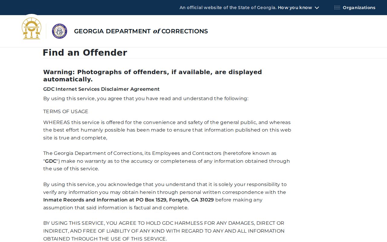 Atlanta public records lookup in the Georgia DOC offender query
